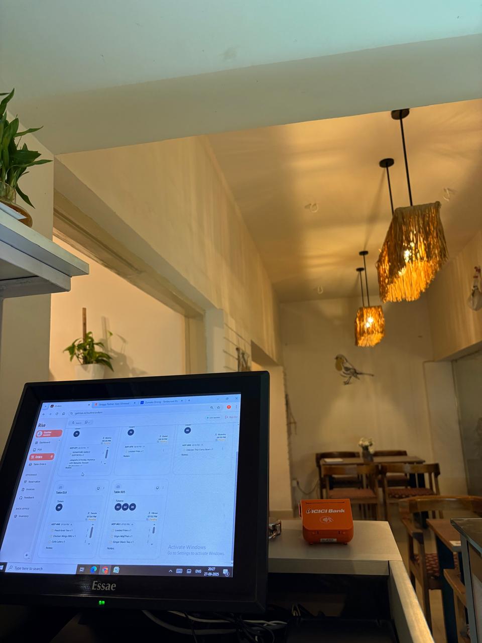 RISE Captain dashboard running on a POS terminal during service